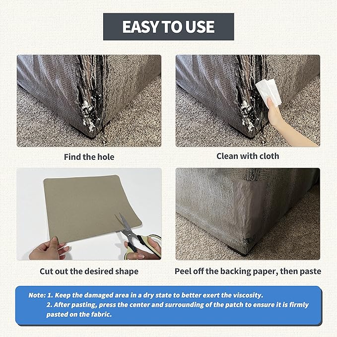 KING MOUNTAIN Canvas Repair Patch 9 x11 Inch 2 Pcs Self-Adhesive Waterproof Fabric Patch for Sofas, Tents, Furniture,Tote Bags, Car Seats (Beige2.0)