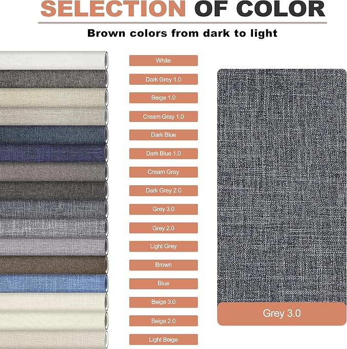 KING MOUNTAIN Fine Linen Fabric Patches, Self-Adhesive, 12x40 inch, Multi Color, for Linen Sofa (Dark Grey 3.0)
