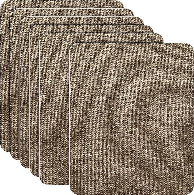 Azobur Coarse Linen Repair Patches, 6 Piece Self-Adhesive Linen Fabric Patches, Multi Color, Can be Used for Linen Sofa Repair and Linen Clothes Repair, Quick Fix Sofa.(Brown)
