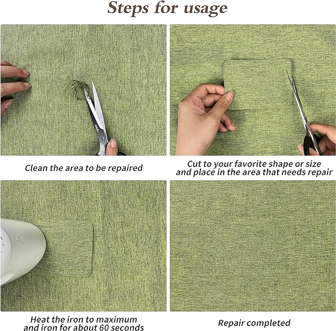 King Mountain Premium Linen Fabric Iron-on Repair Patch, Inside&Outside Fabric Repair Patch, 3"x60" with Backing Glue Linen Repair Decorative Patch kit (Linen-3"x60", Light Grey)