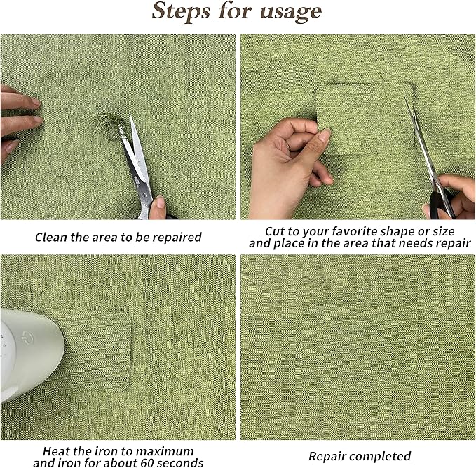 King Mountain Premium Linen Fabric Iron-on Repair Patch, Inside&Outside Fabric Repair Patch, 3"x60" with Backing Glue Linen Repair Decorative Patch kit (Linen-3"x60", Dark Blue)